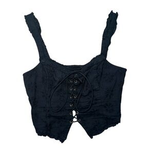 Urban Outfitters Layla Black Eyelet Lace Up Tank Top 🖤